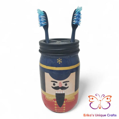 Nutcracker Mason Jar Toothbrush Holder Apothecary Jar