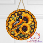 Oriole and Sunflowers Door Sign - Door Sign