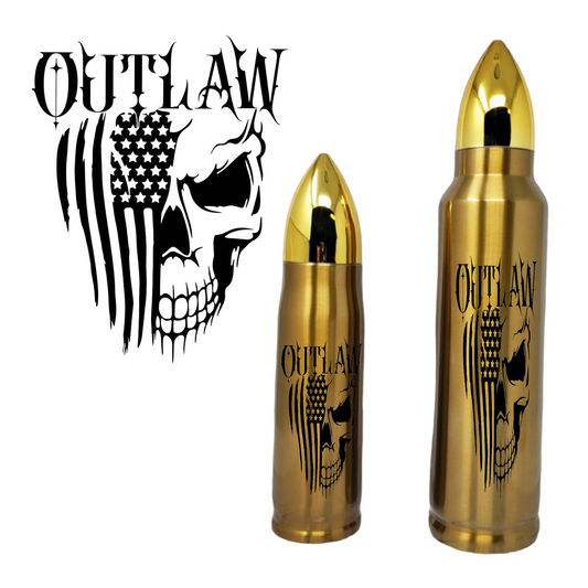 Outlaw Skull and Flag Bullet Thermos