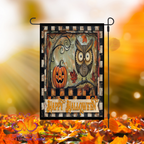 Primitive Owl and Pumpkin Garden Flag