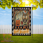 Primitive Owl and Pumpkin Garden Flag