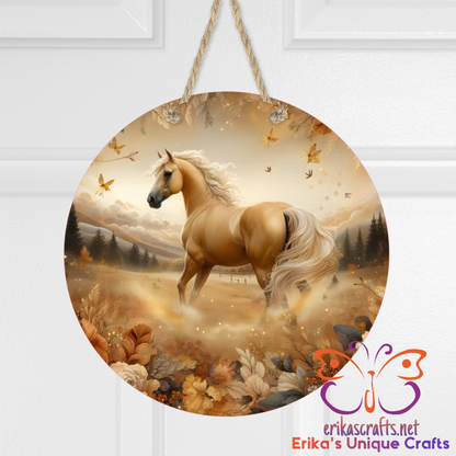 Palomino Horse Round Hanging Door Sign - Door Sign