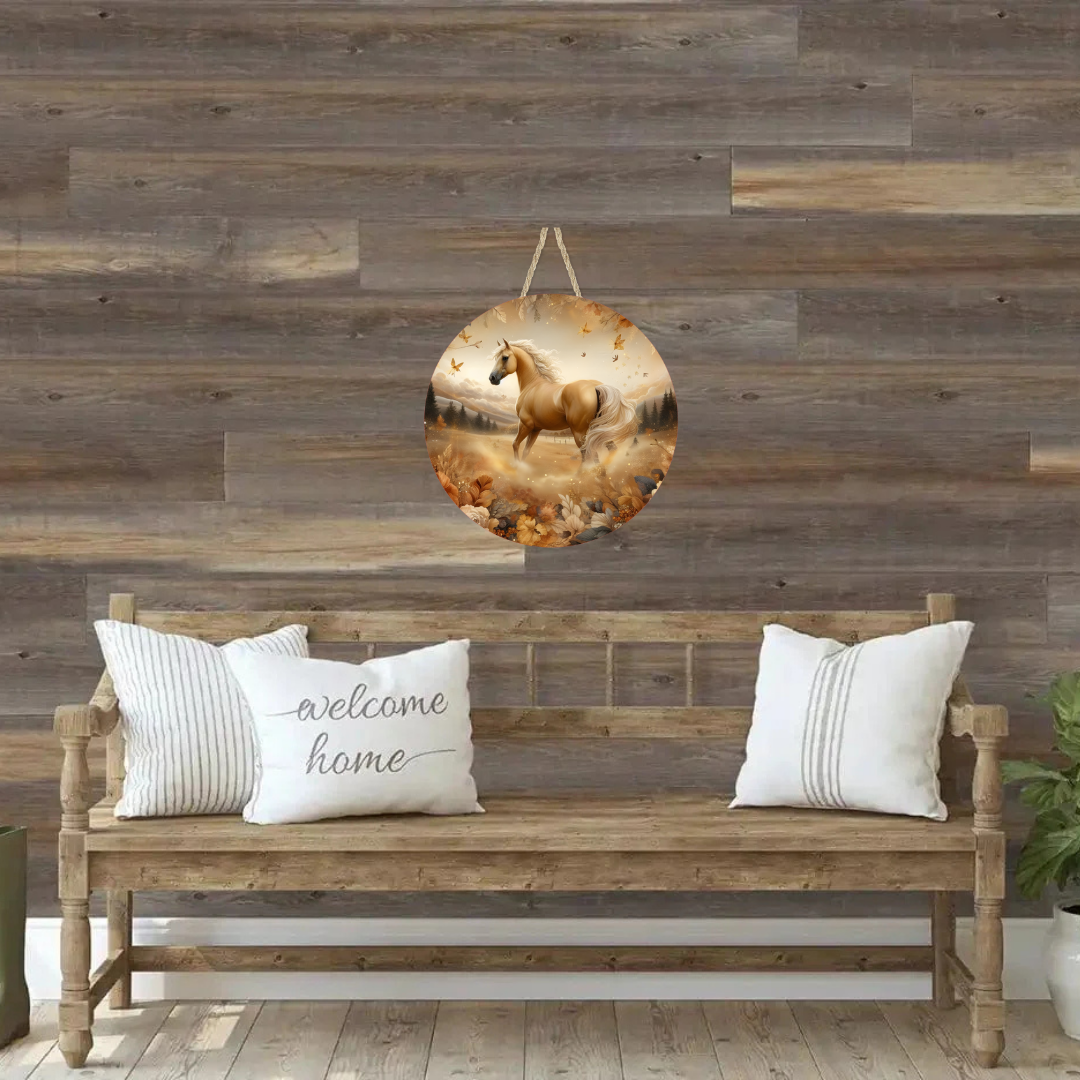 Palomino Horse Round Hanging Door Sign - Door Sign
