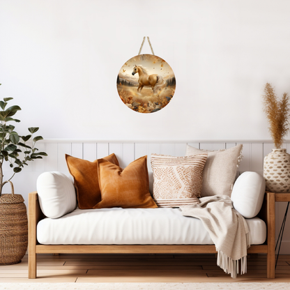 Palomino Horse Round Hanging Door Sign - Door Sign