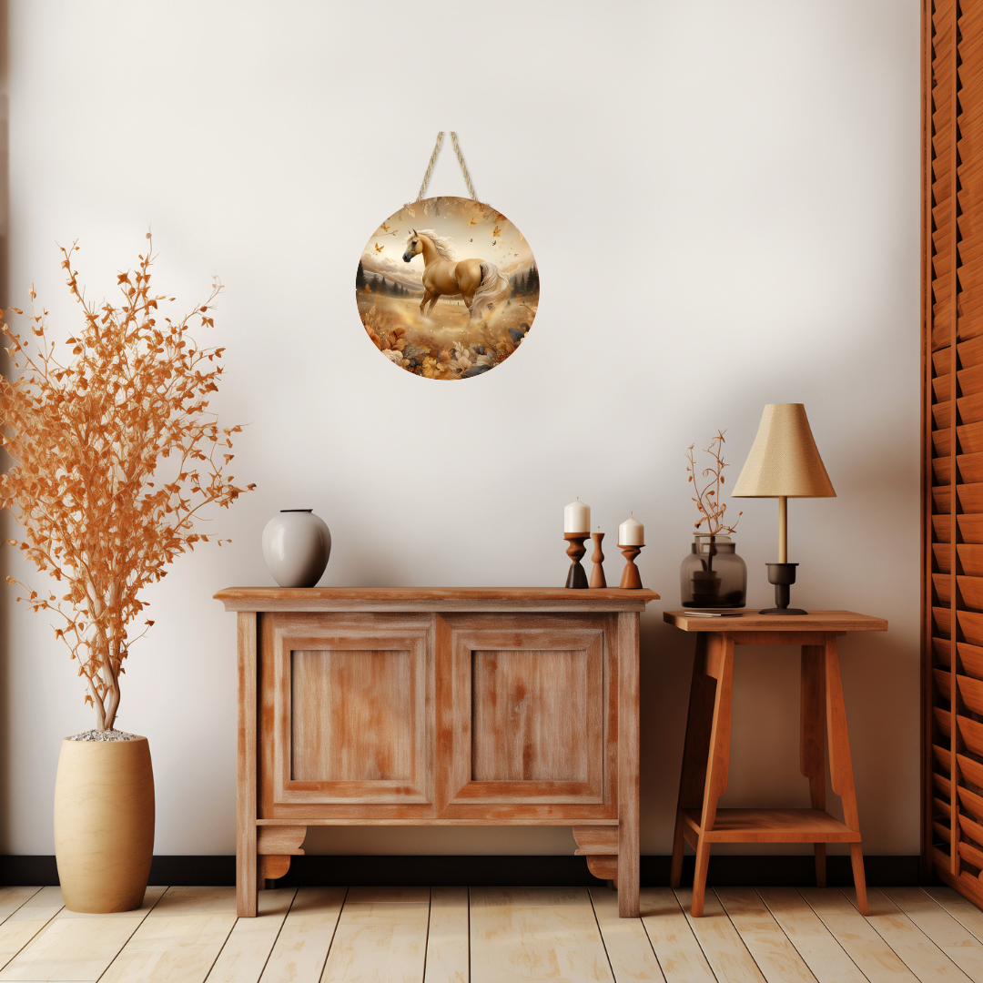 Palomino Horse Round Hanging Door Sign - Door Sign