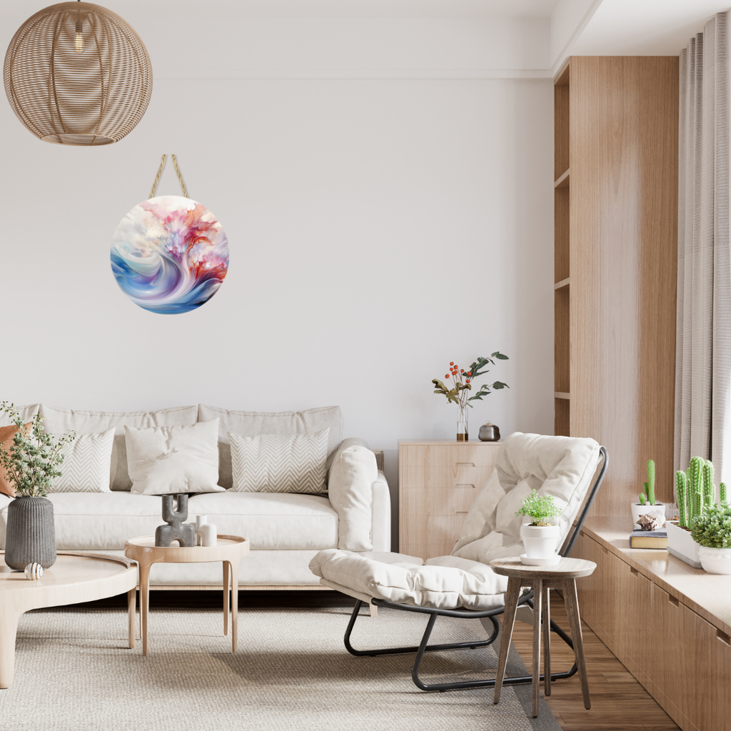 Pastel Abstract Wave Round Hanging Door Sign - Door Sign