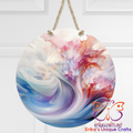 Pastel Abstract Wave Round Hanging Door Sign - Door Sign