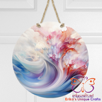 Pastel Abstract Wave Round Hanging Door Sign - Door Sign