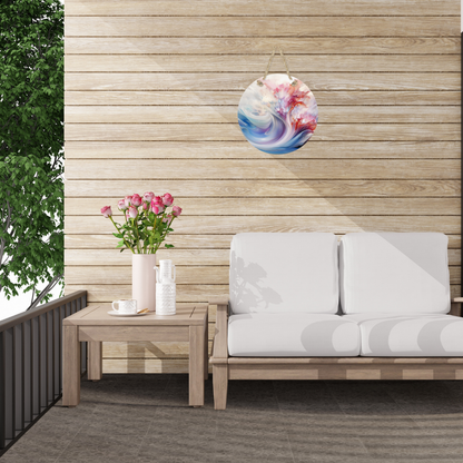 Pastel Abstract Wave Round Hanging Door Sign - Door Sign