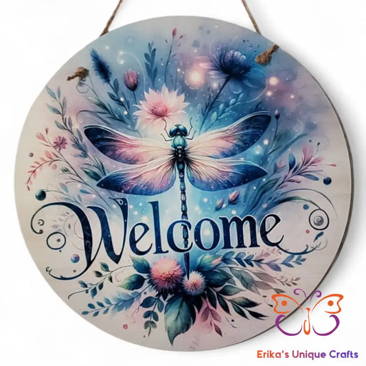 Pastel Dragonfly Round Hanging Door Sign Door Sign
