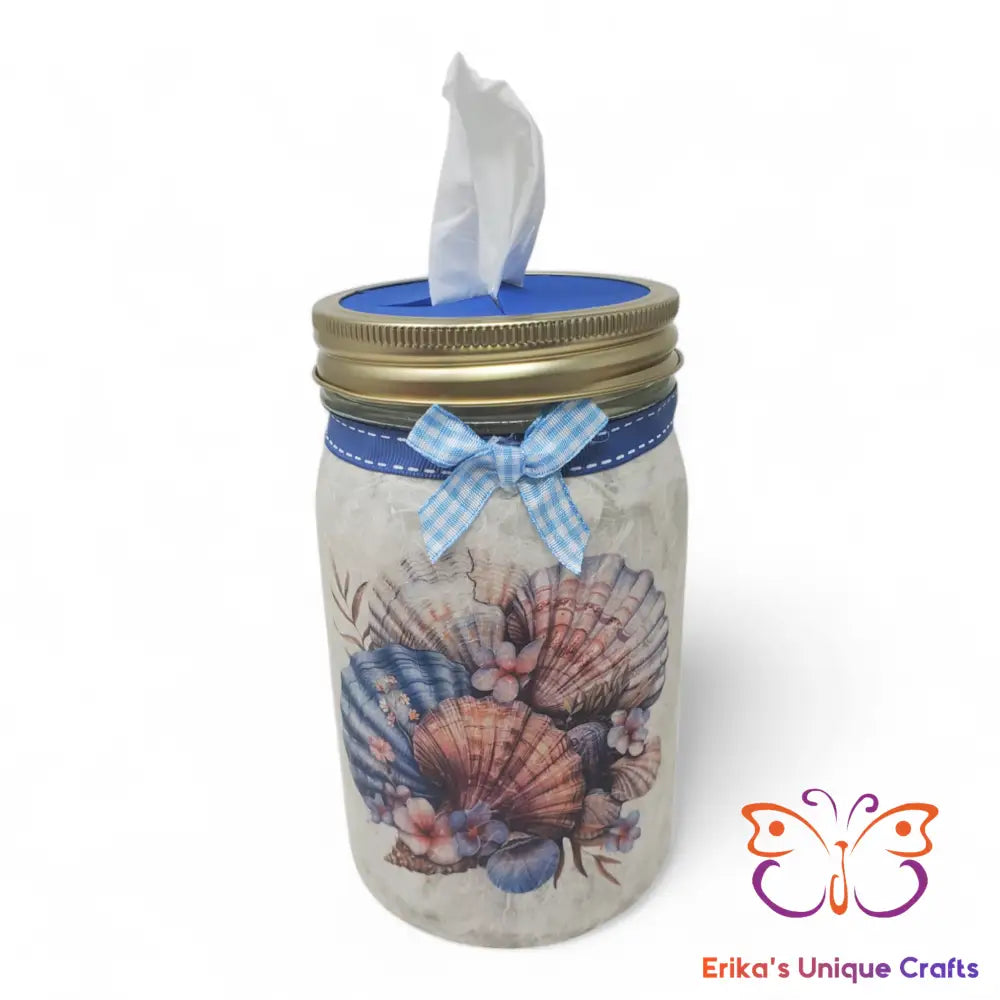Pastel Seashells Mason Jar Tissue Dispenser Mason Jar