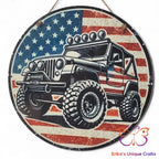 Patriotic 4x4 Round Hanging Door Sign Door Sign