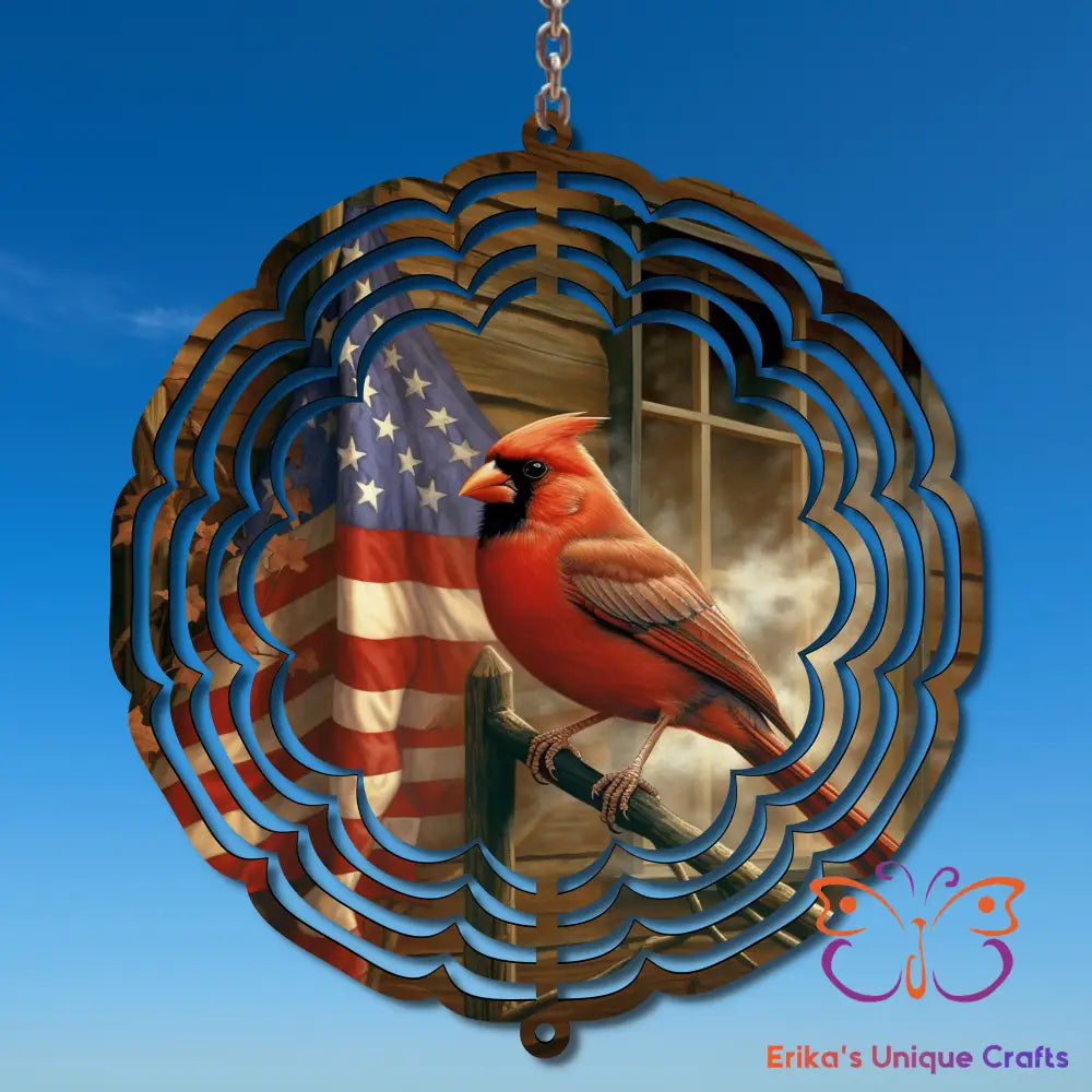Patriotic Cardinal Wind Spinner Wind Spinner