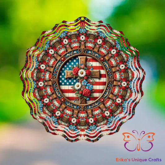 Patriotic Cross Wind Spinner Wind Spinner