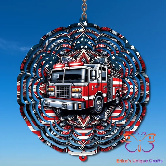 Patriotic Fire Truck Wind Spinner Wind Spinner