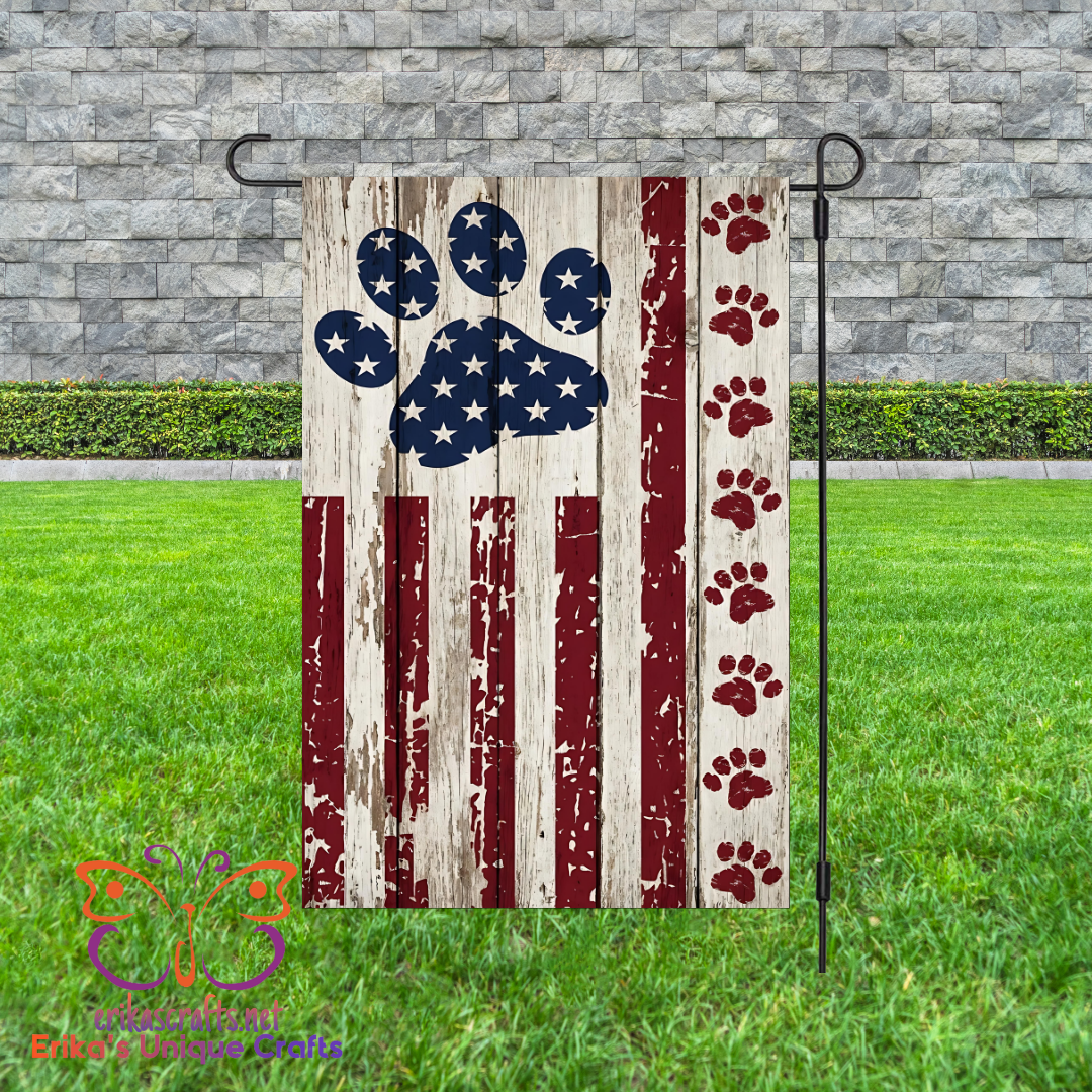 Paws American Flag Garden Flag
