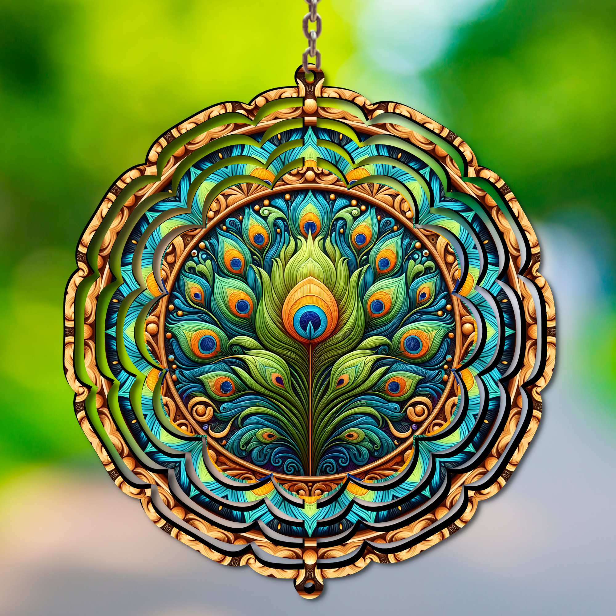 Peacock Feather Wind Spinner