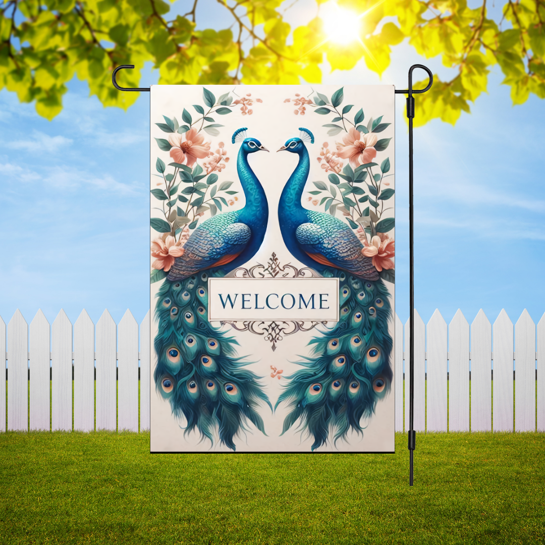 Peacocks Garden Flag
