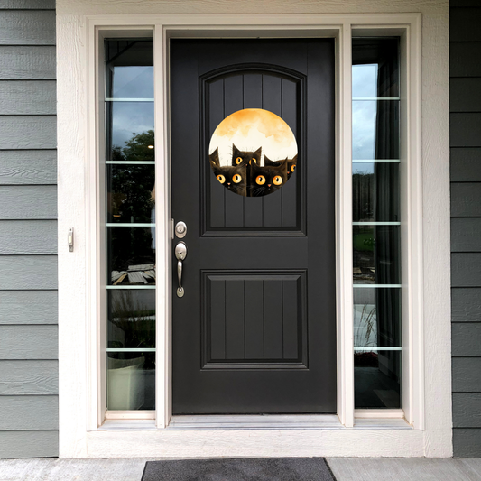 Peaking Cats Round Hanging Door Sign - Door Sign