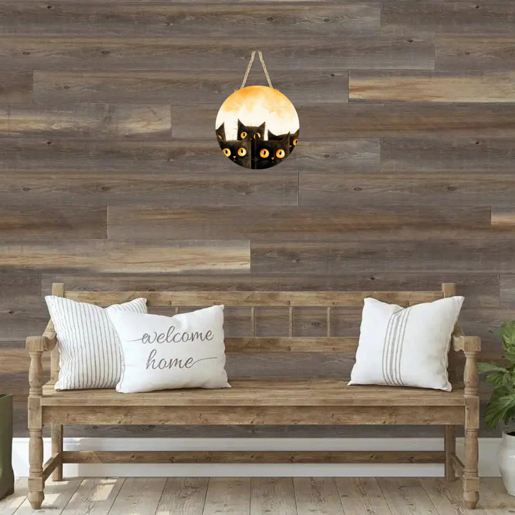 Peaking Cats Round Hanging Door Sign - Door Sign