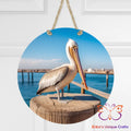 Pelican Round Hanging Door Sign Door Sign