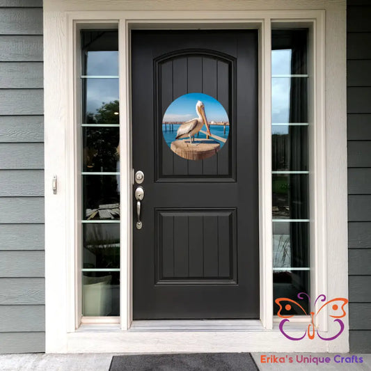Pelican Round Hanging Door Sign Door Sign