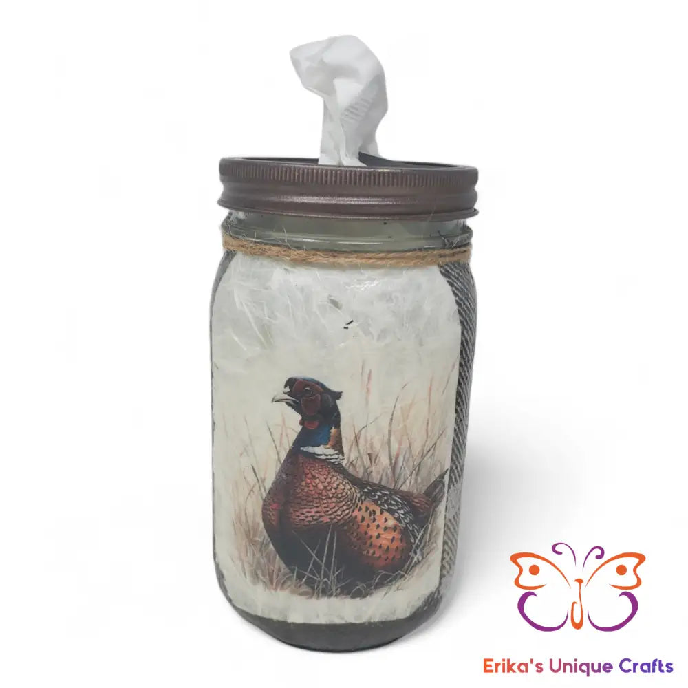 Pheasant Mason Jar 32 Oz Tissue Dispenser Mason Jar