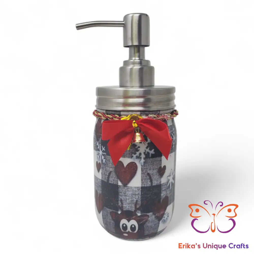 Plaid Hearts Reindeer Mason Jar Mason Jar