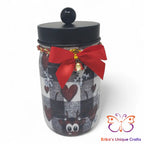 Plaid Hearts Reindeer Mason Jar Apothecary Lid Mason Jar