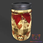 Plaid Hearts Reindeer Mason Jar Solar Lights Mason Jar