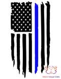 Police Blue Line Distressed Flag Bullet Thermos Bullet Thermos