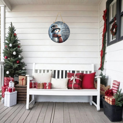 Snowman Magic Of Christmas Round Hanging Door Sign