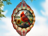 Cardinal and Sunflower Wind Spinner