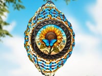 Stained Glass Butterfly and Sunflower Wind Spinner