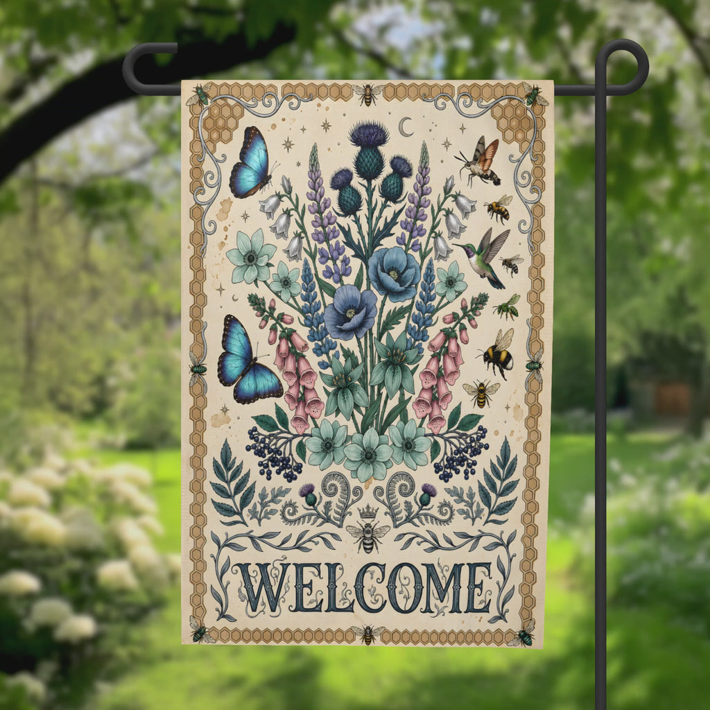Floral Butterflies and Moth Garden Flags