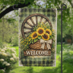 Sunflower Wagon Wheel Flag Garden Flag