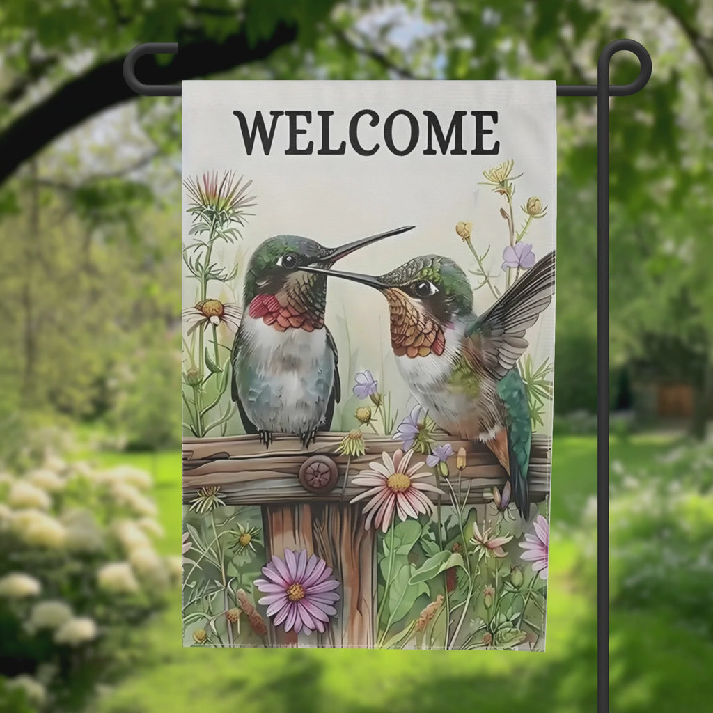 2 Hummingbirds Garden Flag