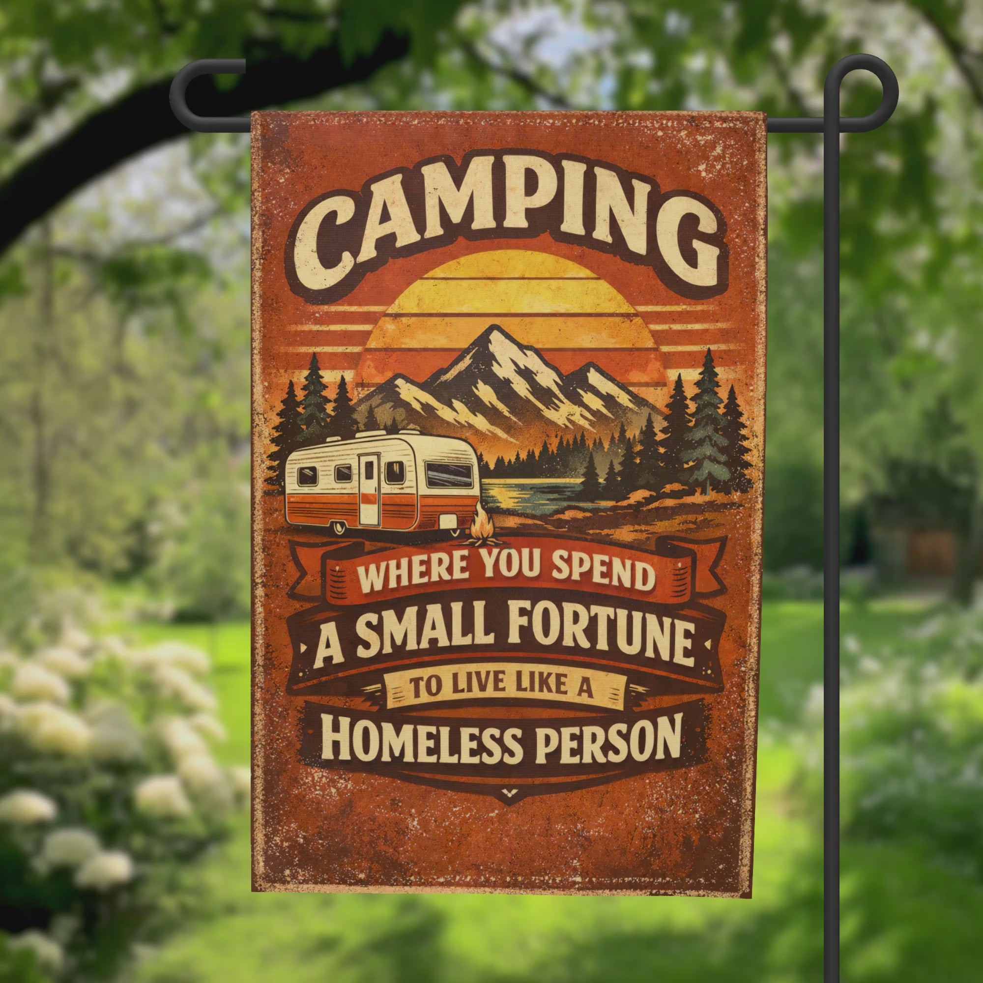 Camping Small Fortune Garden Flag