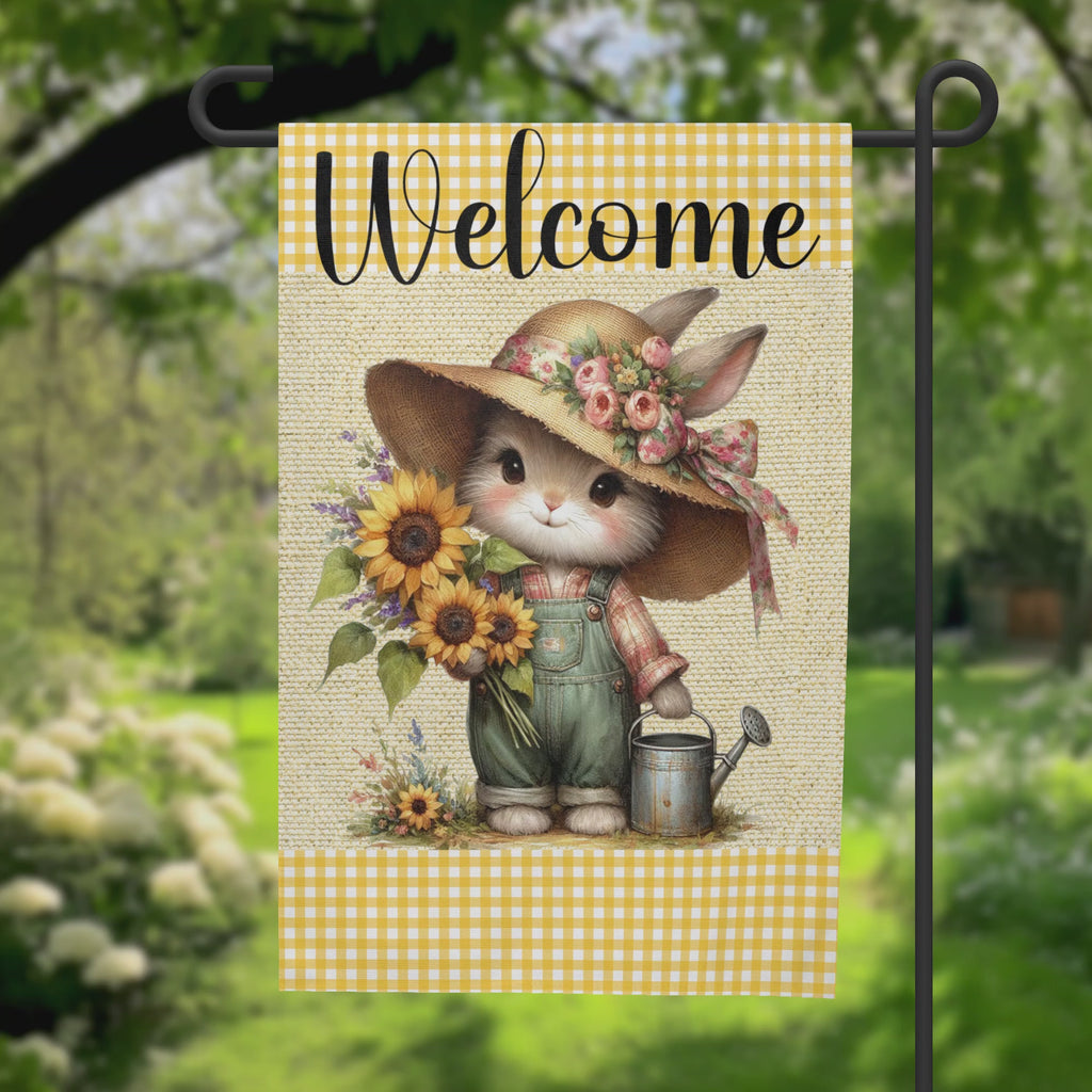 Welcome Vintage Bunny Flag Garden Flag
