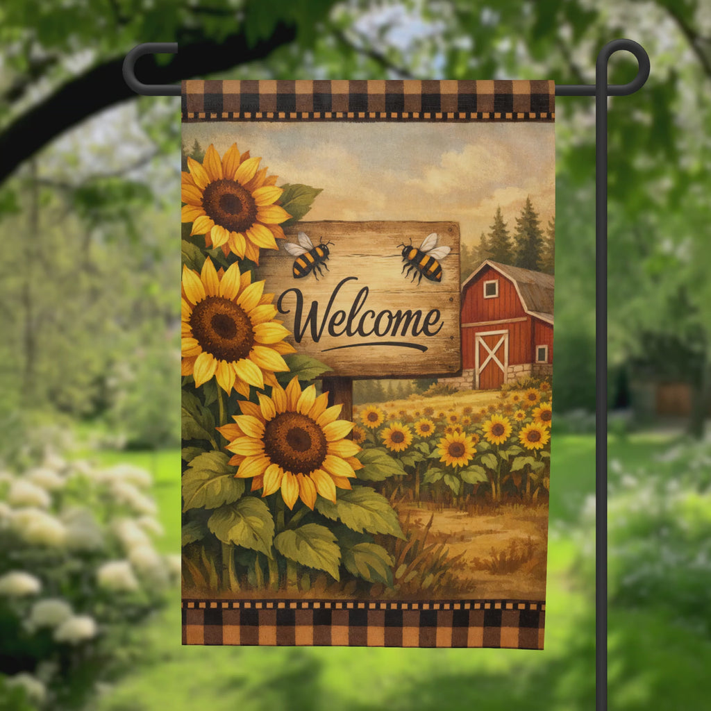 Sunflower Barn Welcome Garden Flag