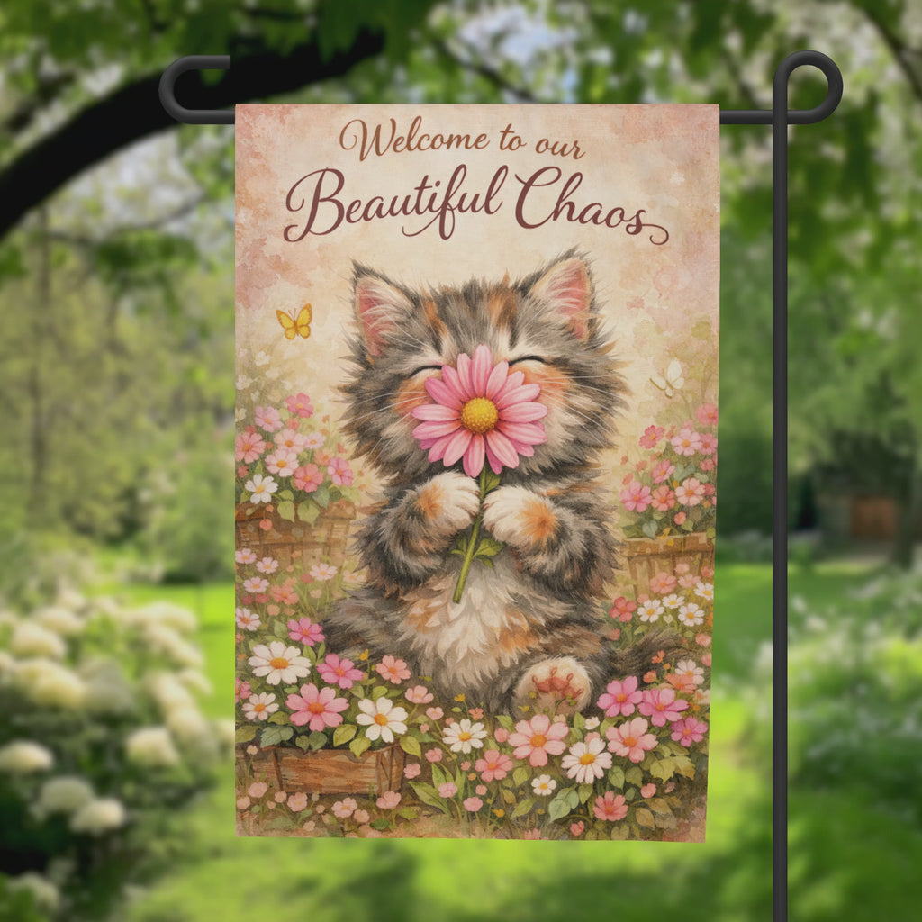 Beautiful Chaos Cat Garden Flag