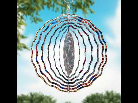 Stained Glass Patriotic Eagle Wind Spinner