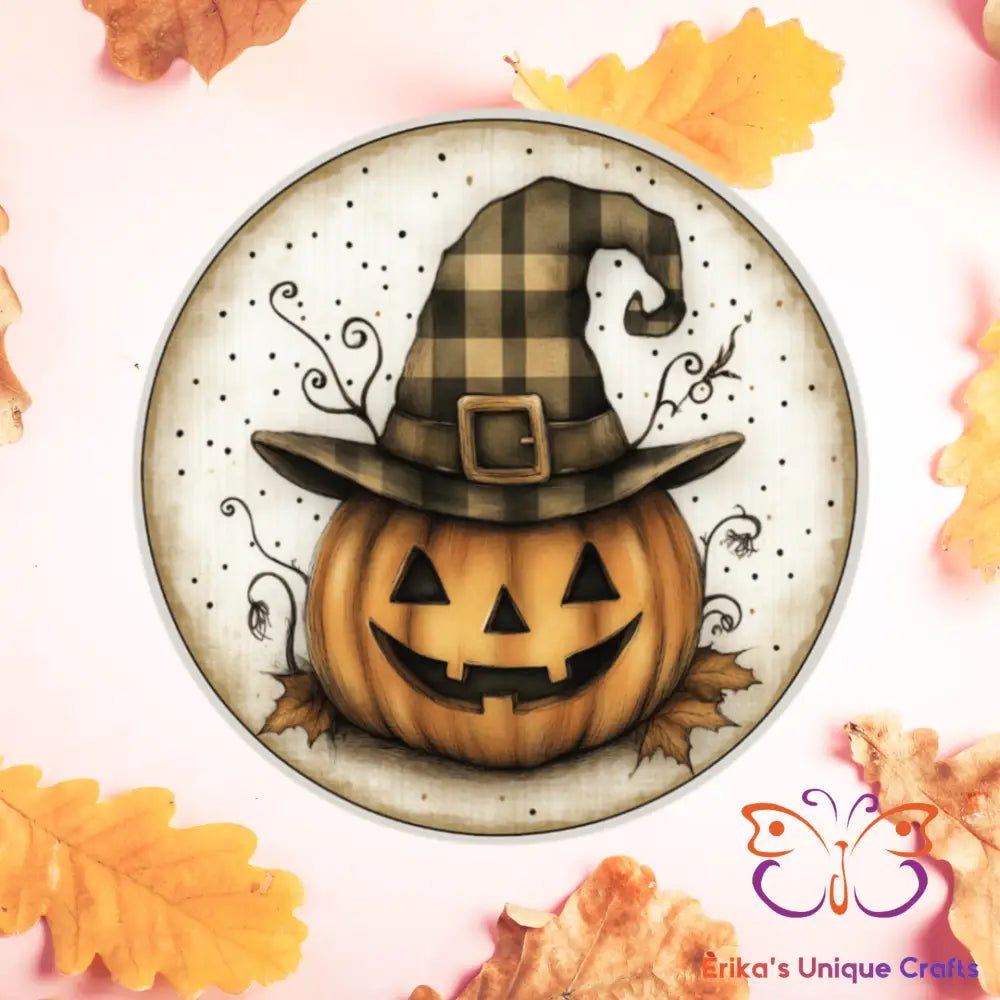 Primitive Jack O Lantern Round Hanging Door Sign Door Sign