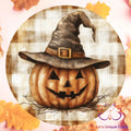 Primitive Witch Jack O Lantern Round Hanging Door Sign Door Sign