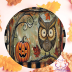 Owl and Pumpkin Metal Door Sign