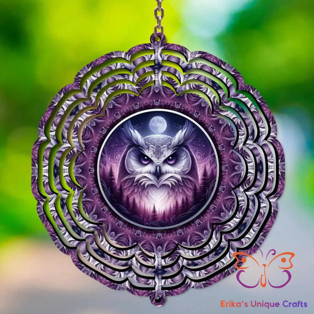 Purple Moon and Owl Wind Spinner Wind Spinner