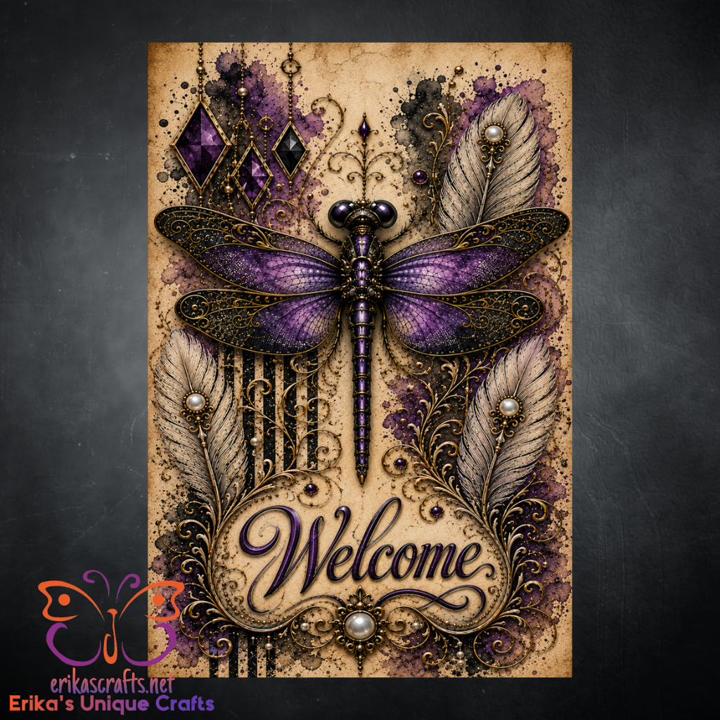 Purple Dragonfly Garden Flag