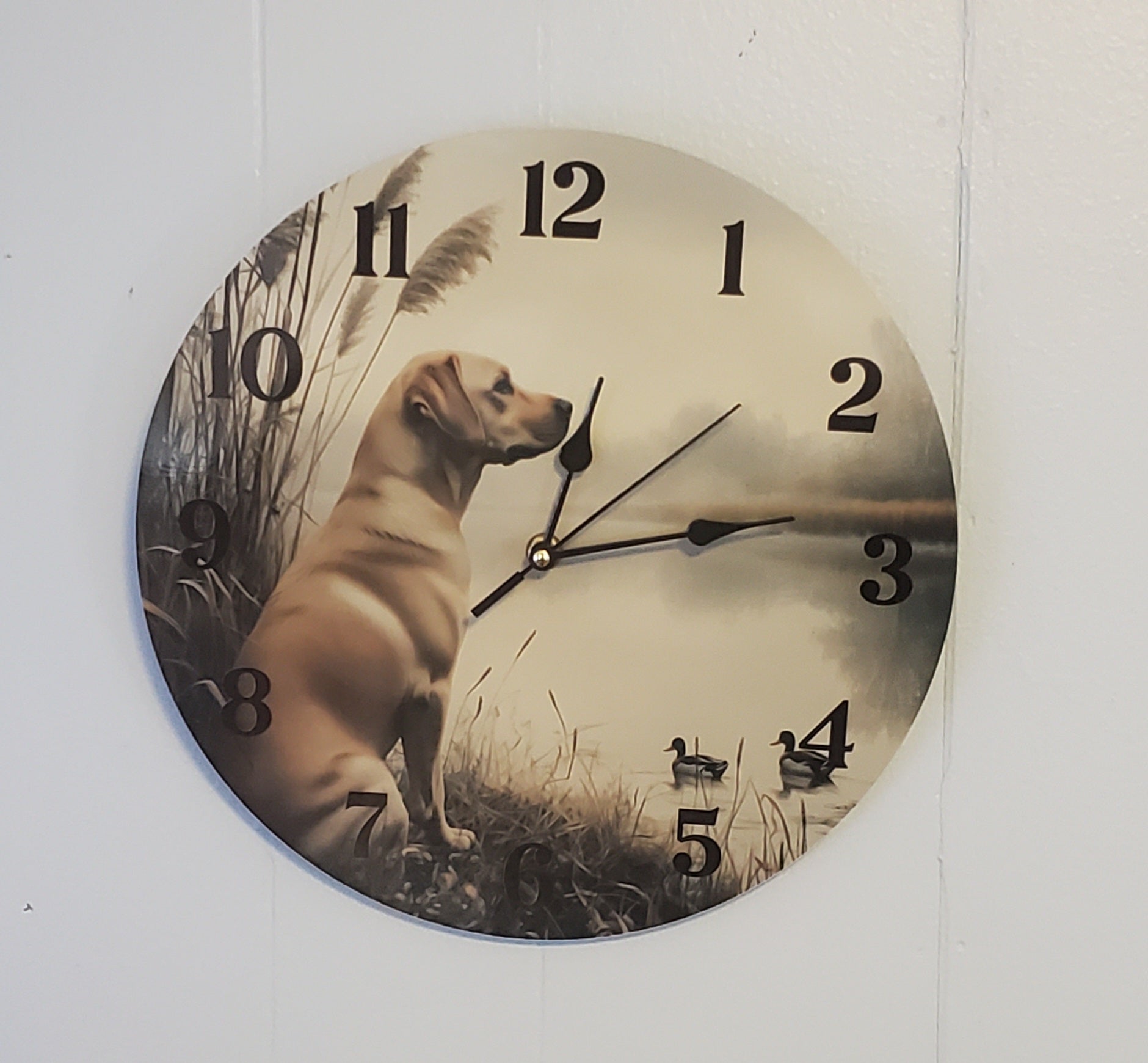 Yellow Lab and Lake Aluminum Wall Clock