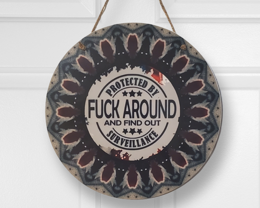 FAFO Round Hanging Door Sign