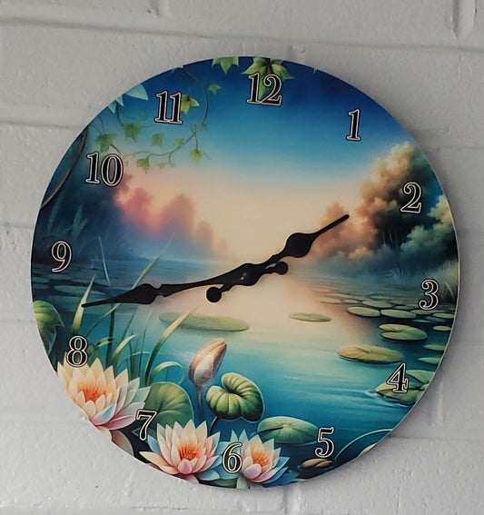 Sunrise Lake Aluminum Wall Clock